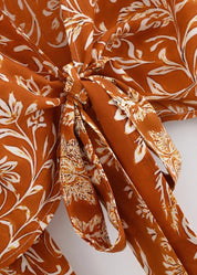 Kimono court orange fleuri | Akane