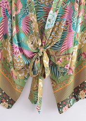 Ensemble kimono court bohème paon | Momiji