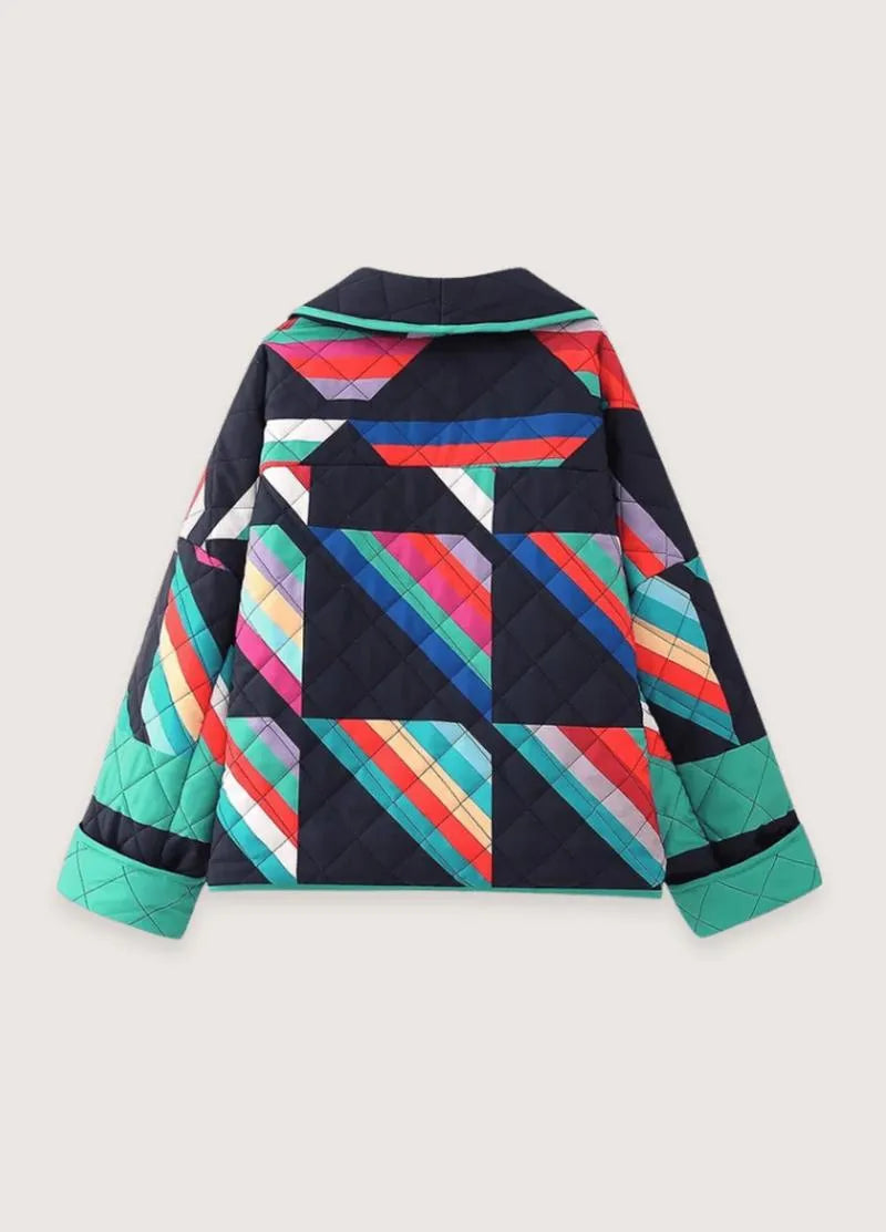 Blazer kimono matelassé femme - Patchwork multicolore-Kimikono