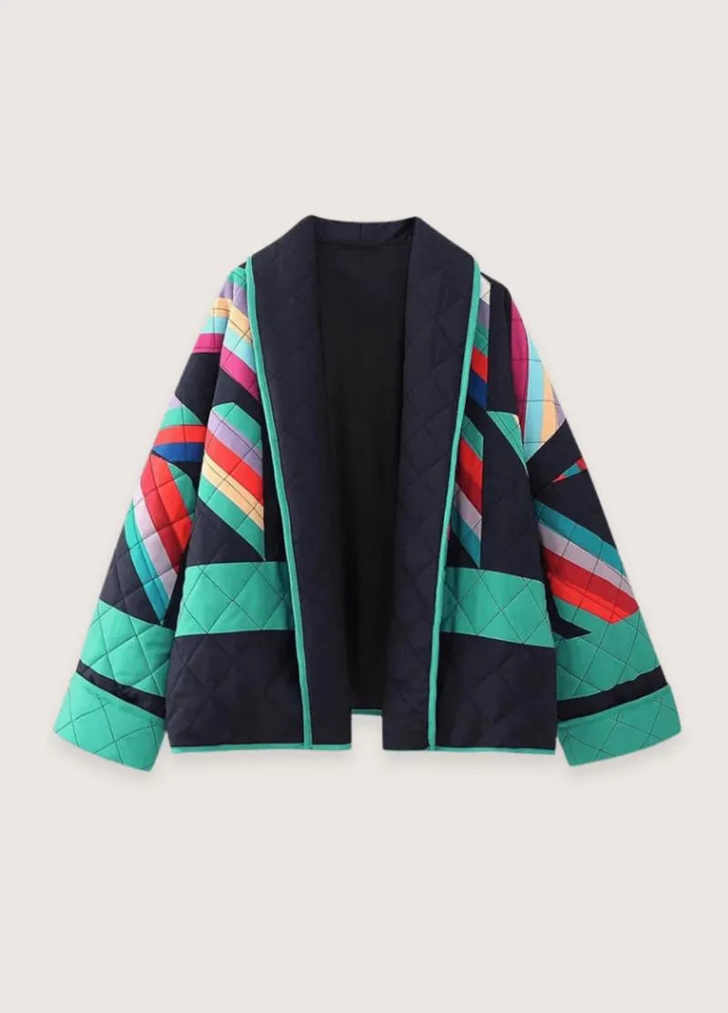 Blazer kimono matelassé femme - Patchwork multicolore-Kimikono