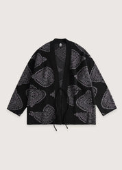 Cardigan kimono noir pour femme - Élégance bohème chic-Kimikono