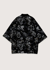 Chemise col kimono noir homme - Style japonais chic-Kimikono