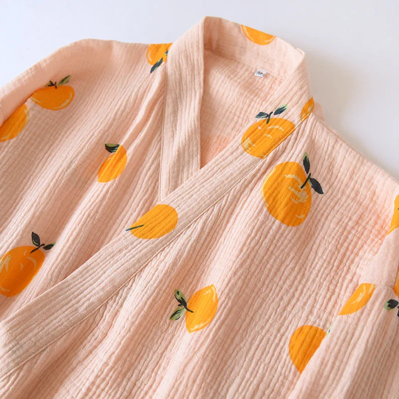 Chemise de nuit coton kimono orange - Confort zen-Kimikono