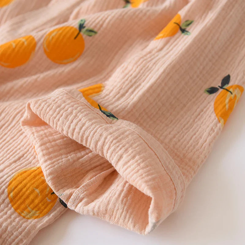 Chemise de nuit coton kimono orange - Confort zen-Kimikono