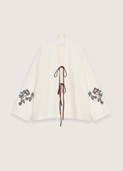 Kimono court beige en lin | Hanabira
