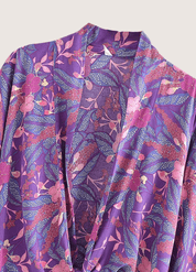 Kimono t-shirt court violet fleuri | Anzu