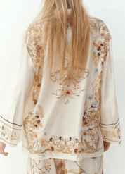 Kimono beige court fleuri | Magnolia
