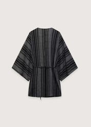 Ensemble jupe kimono - Femme élégante noir rayé-Kimikono