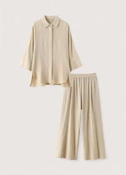 Ensemble kimono coton beige traditionnel - Zen chic-Kimikono