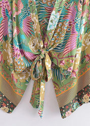 Ensemble kimono court bohème paon - Fluide & chic-Kimikono
