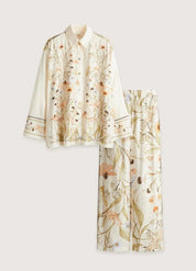 Ensemble kimono court et pantalon - Femme élégante-Kimikono