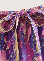 Pantalon kimono violet fleuri | Anzu