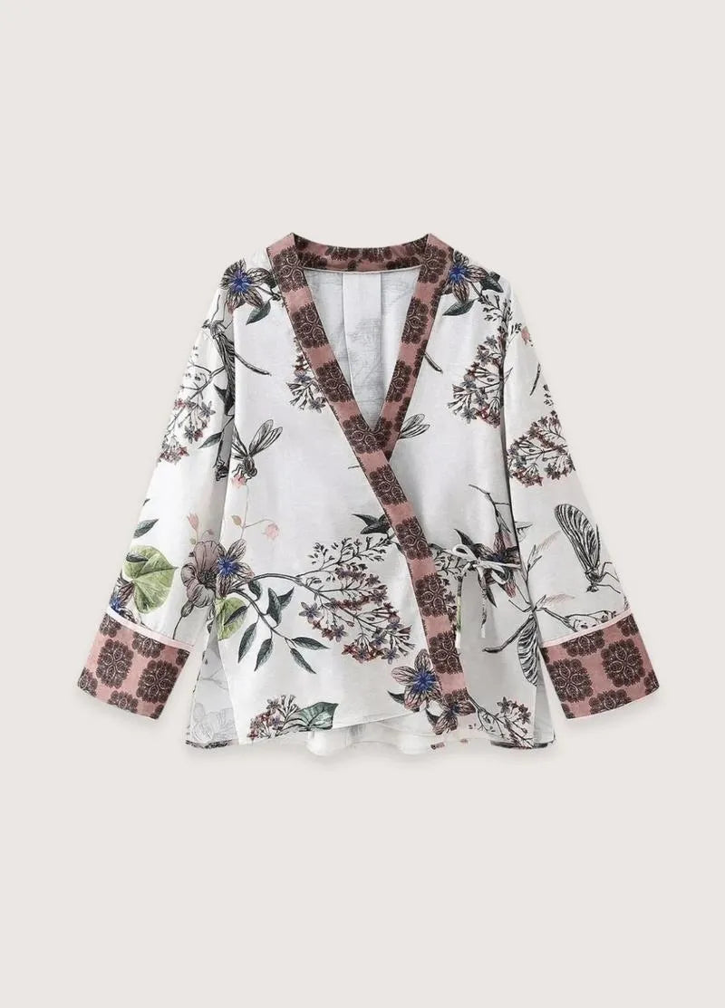 Ensemble kimono court et pantalon - Confort zen floral-Kimikono