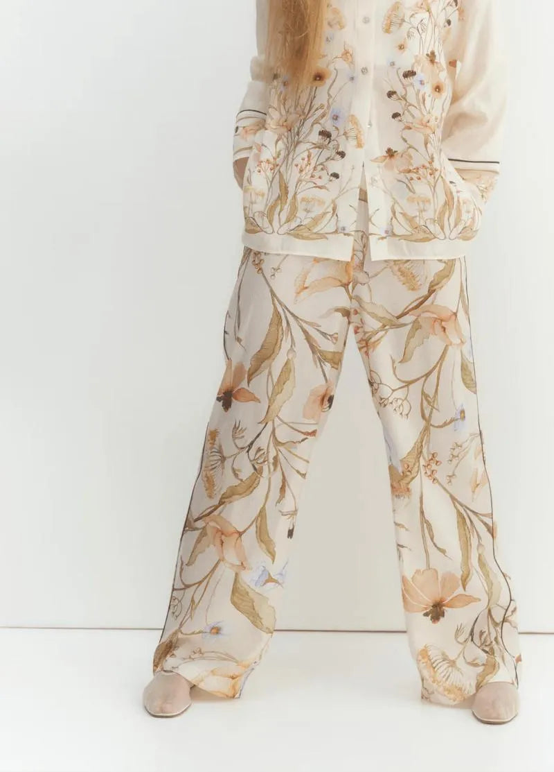 Ensemble pantalon kimono - Fluide beige femme chic-Kimikono