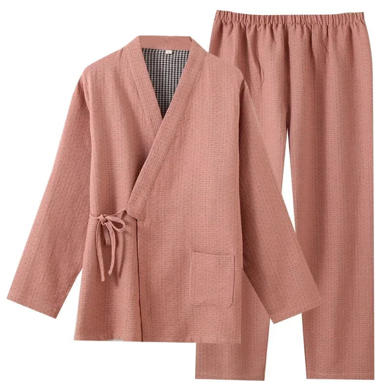 Ensemble pyjama kimono femme rose - Coton doux-Kimikono