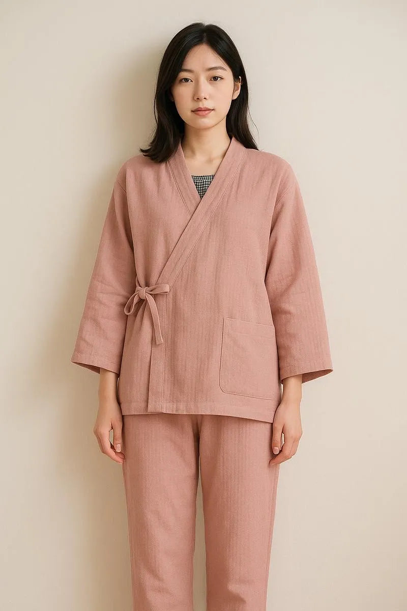 Ensemble pyjama kimono femme rose - Coton doux-Kimikono