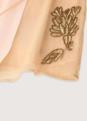 Gilet kimono femme beige - Broderies florales élégantes-Kimikono