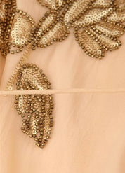 Gilet kimono femme beige - Broderies florales élégantes-Kimikono