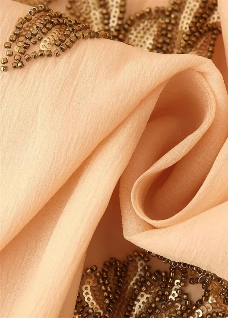 Gilet kimono femme beige - Broderies florales élégantes-Kimikono