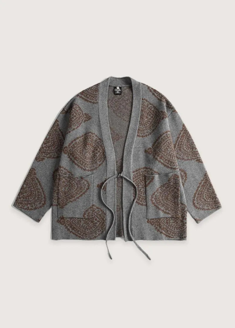 Gilet kimono homme gris - Élégance japonaise moderne-Kimikono