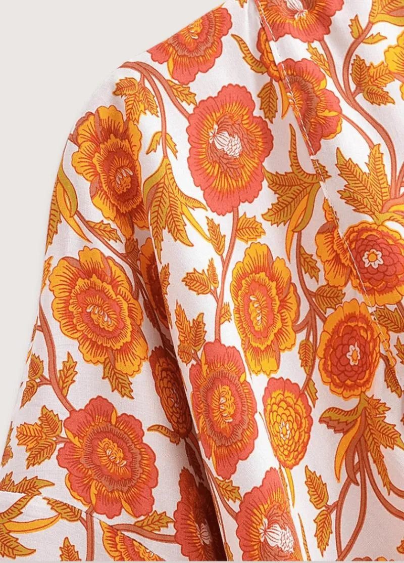 Haut style kimono femme orange - Bohème & élégant-Kimikono