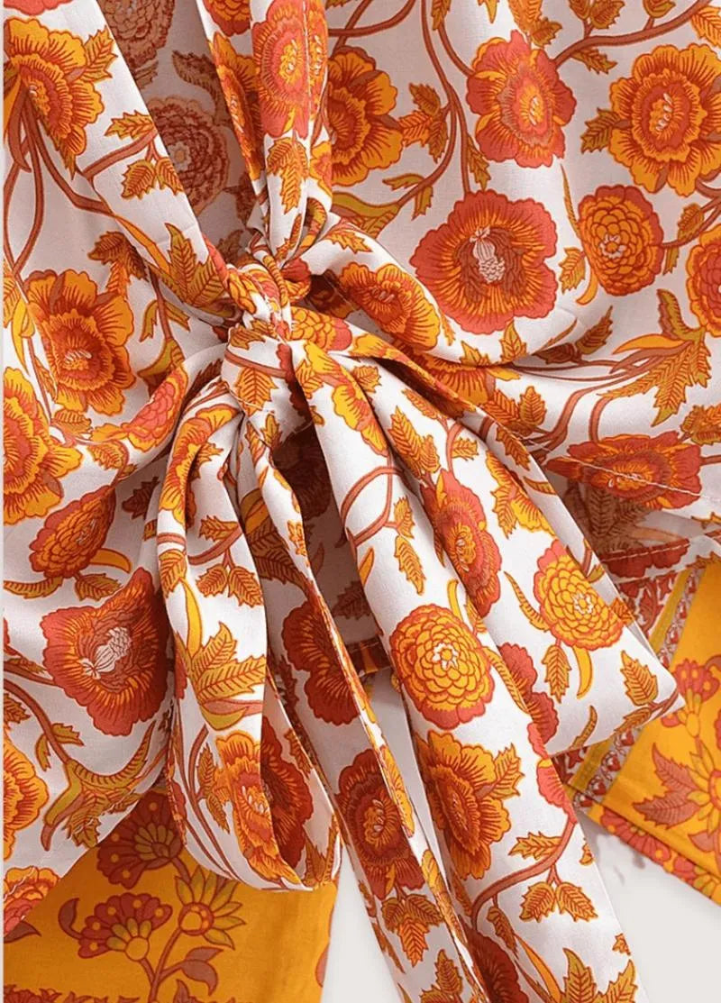 Haut style kimono femme orange - Bohème & élégant-Kimikono