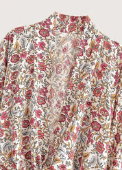 Kimono court fleuri femme - Élégance authentique-Kimikono