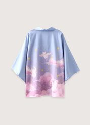 Kimono bleu homme japonais - Motifs célestes uniques-Kimikono