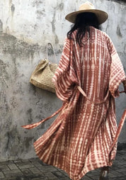 Kimono bohème long terracotta - Élégance décontractée-Kimikono