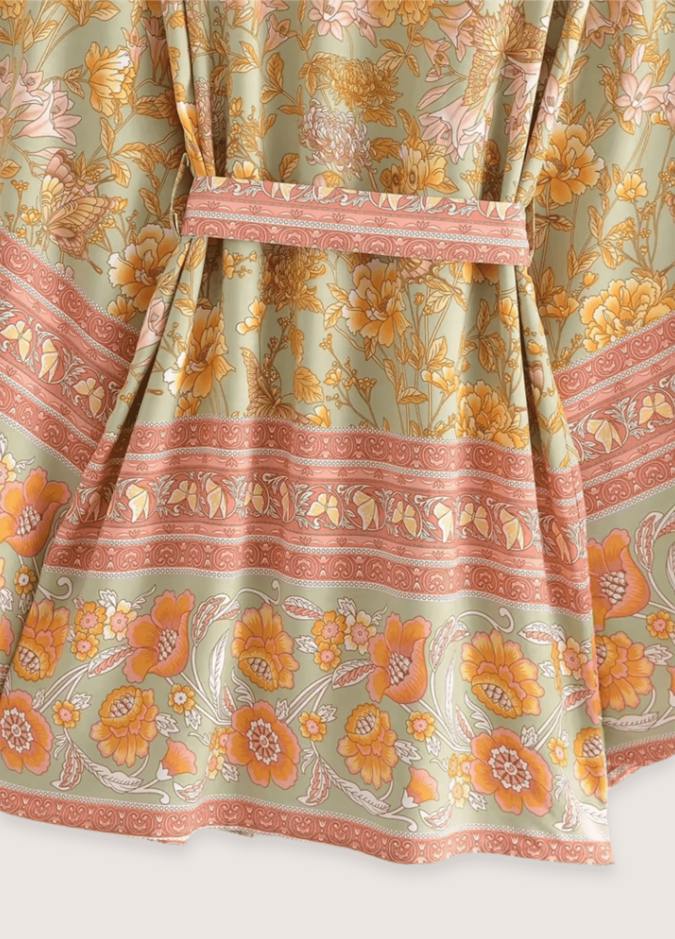 Kimono court femme orange fleuri | Aoi