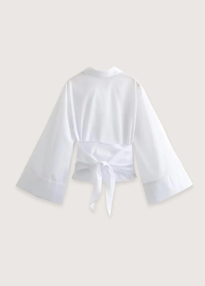 Kimono court blanc femme - Élégance japonaise-Kimikono