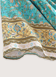 Kimono court bohème bleu - Élégance moderne femme-Kimikono