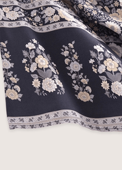 Kimono court fleuri gris et rose | Sango