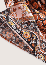 Kimono femme court fleuri orange | Fumiko