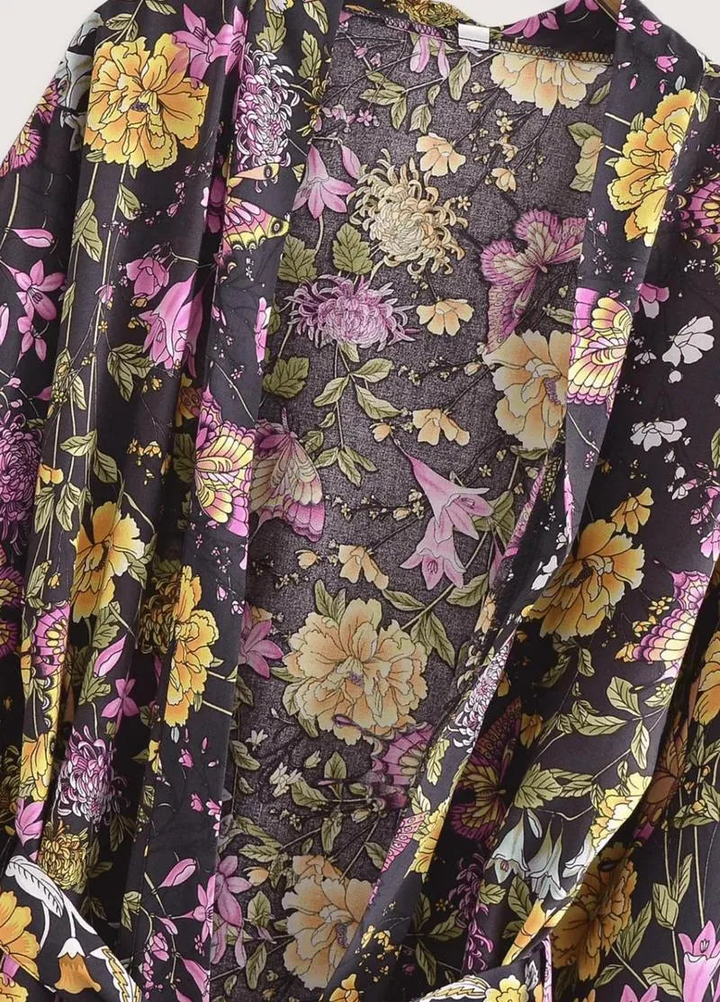 Kimono court bohème vintage - Élégance orientale-Kimikono