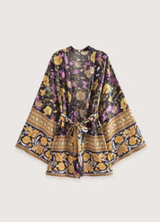Kimono court bohème vintage - Élégance orientale-Kimikono