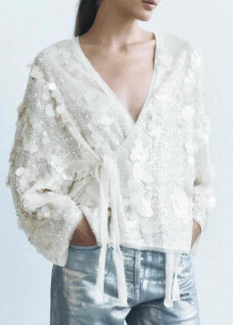 Kimono court femme chic - Paillettes & élégance-Kimikono