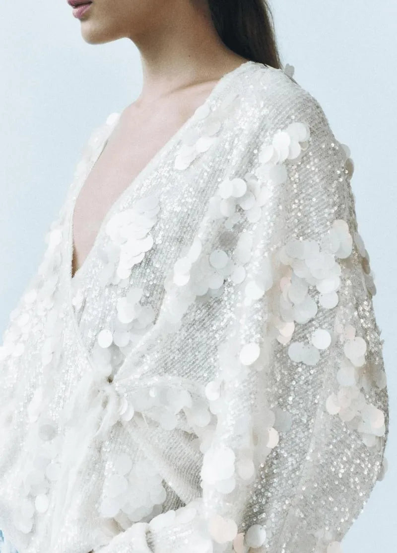 Kimono court femme chic - Paillettes & élégance-Kimikono