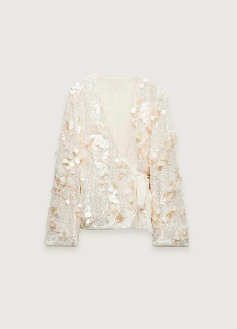 Kimono court femme chic - Paillettes & élégance-Kimikono