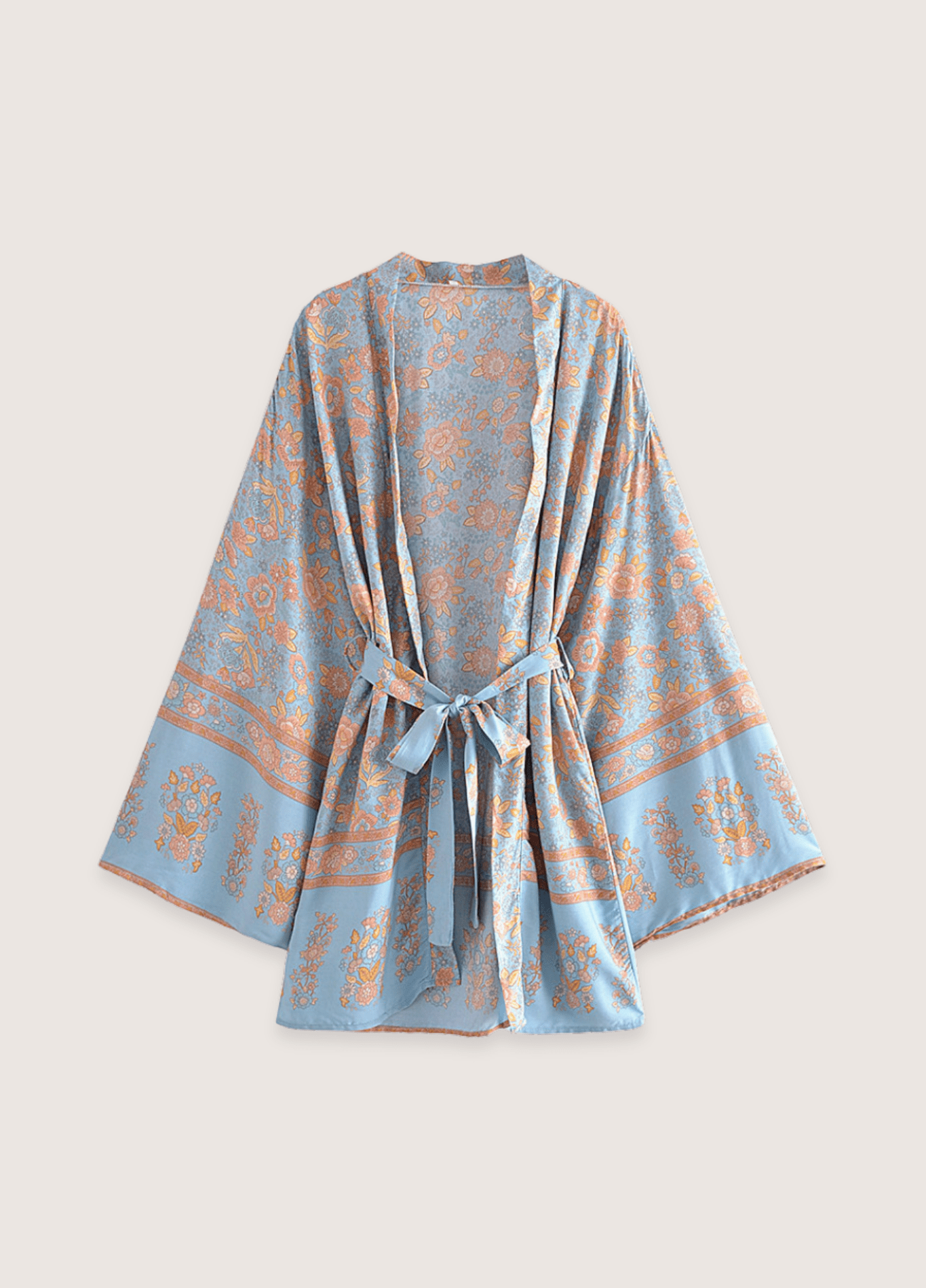 Kimono fleuri court bleu | Ruri