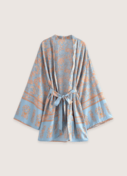 Kimono fleuri court bleu | Ruri