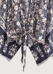 Kimono court fleuri gris et rose - Bohème & élégant-Kimikono