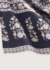 Kimono court fleuri gris et rose - Bohème & élégant-Kimikono