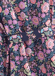 Kimono court fleuri rose et bleu nuit | Kaori