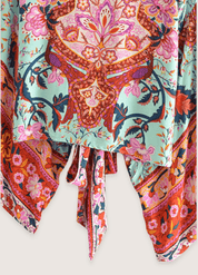 Kimono manche courte rouge et vert | Midori