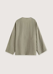 Kimono court japonais femme - Vert lin authentique-Kimikono