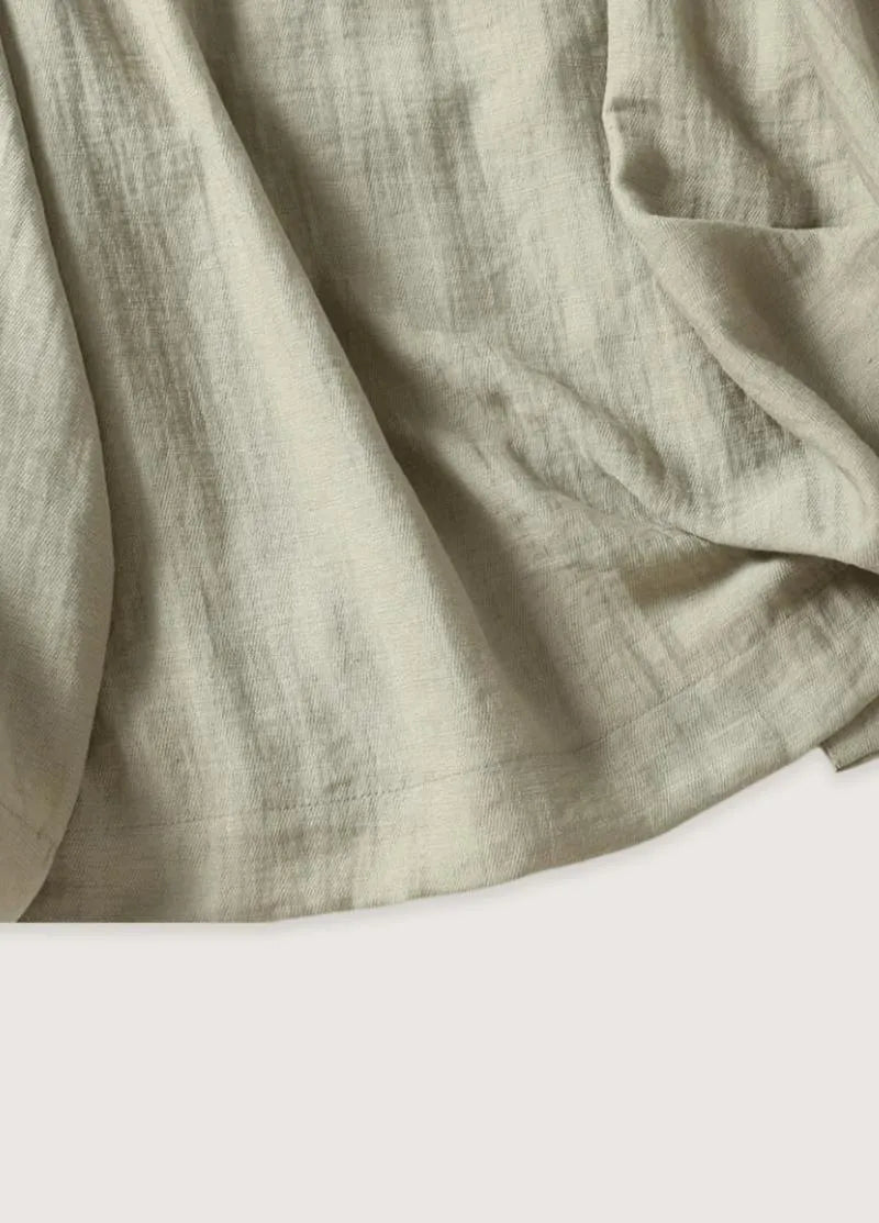 Kimono court japonais femme - Vert lin authentique-Kimikono