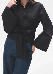 Kimono court noir femme - Élégance japonaise-Kimikono