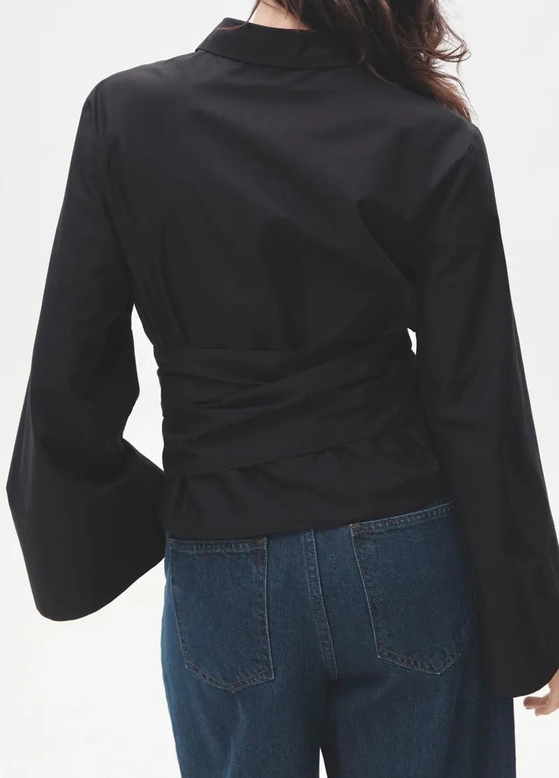 Kimono court noir femme - Élégance japonaise-Kimikono