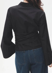 Kimono court noir femme - Élégance japonaise-Kimikono